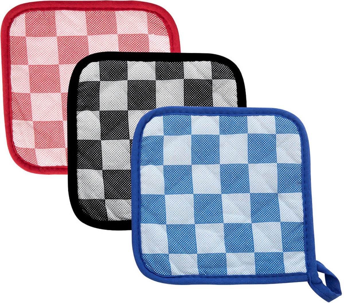 Pannenlap 17x17cm katoen ruit rd/bl/zw
