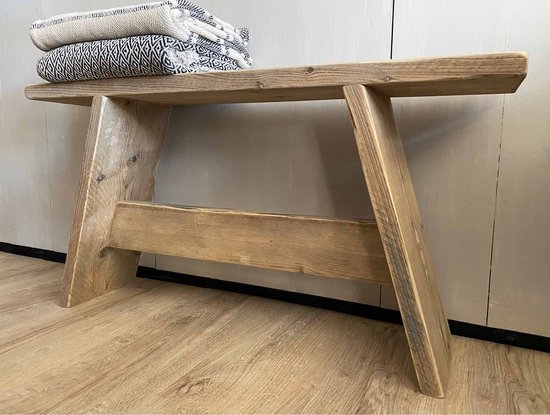 Banc en bois d'échafaudage 110 cm - Bois usagé - Chutes de bois - 110x19,5x47 cm
