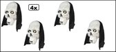 4x Masker dood met hoofddoek - Halloween horror griezel doods hoofd dood creepy skelet