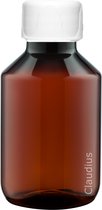 Lege Plastic Fles 100 ml PET Amber bruin - met witte ribbeldop - set van 10 stuks - navulbaar - leeg