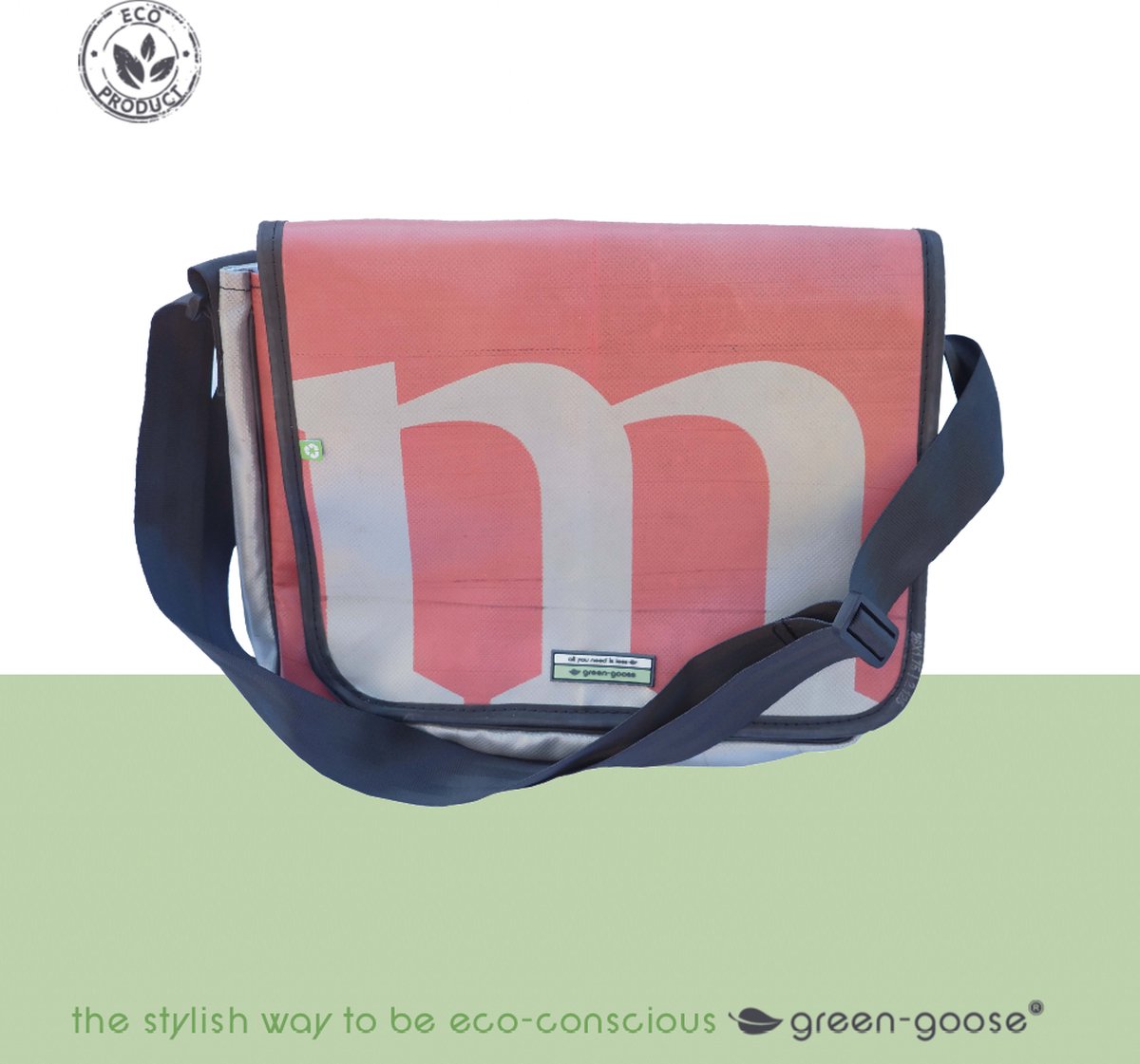 green-goose® Laptoptas Celiem | Rood, Grijs | 36x27x9 cm | Geschikt voor 15