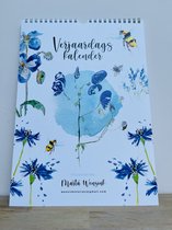 A4 verjaardagskalender - rijk geïllustreerd - handgemaakte illustraties - bloemen - kunst - wandkalender