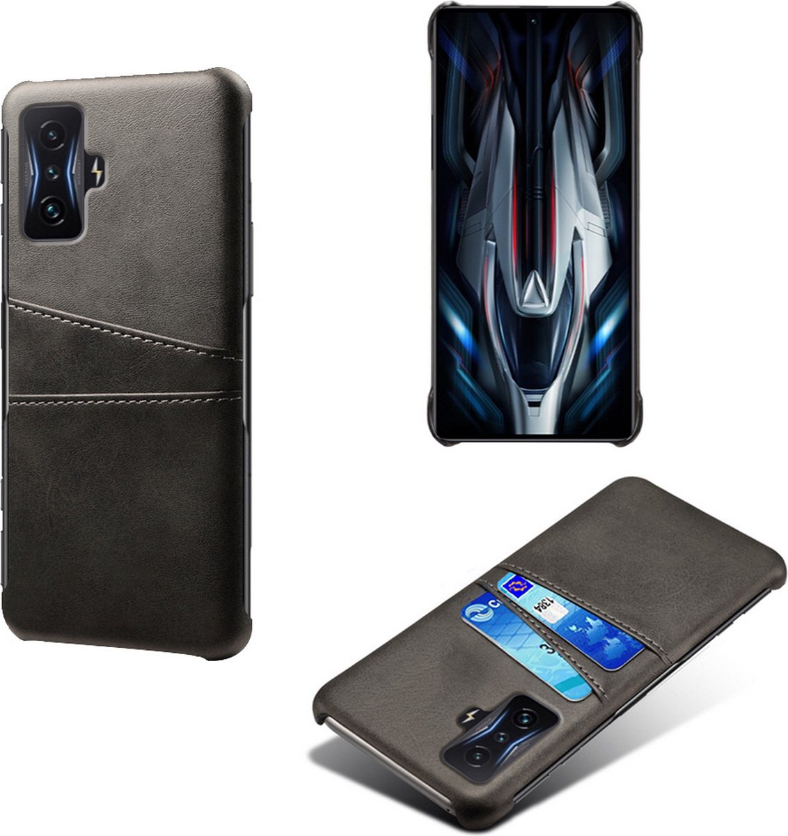 Backcover met Opbergvakjes + PMMA Screenprotector voor Xiaomi Poco F4 GT _ Zwart