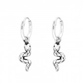 Zilveren oorbellen | Oorringen met hanger | Zilveren oorringen met hanger, slang