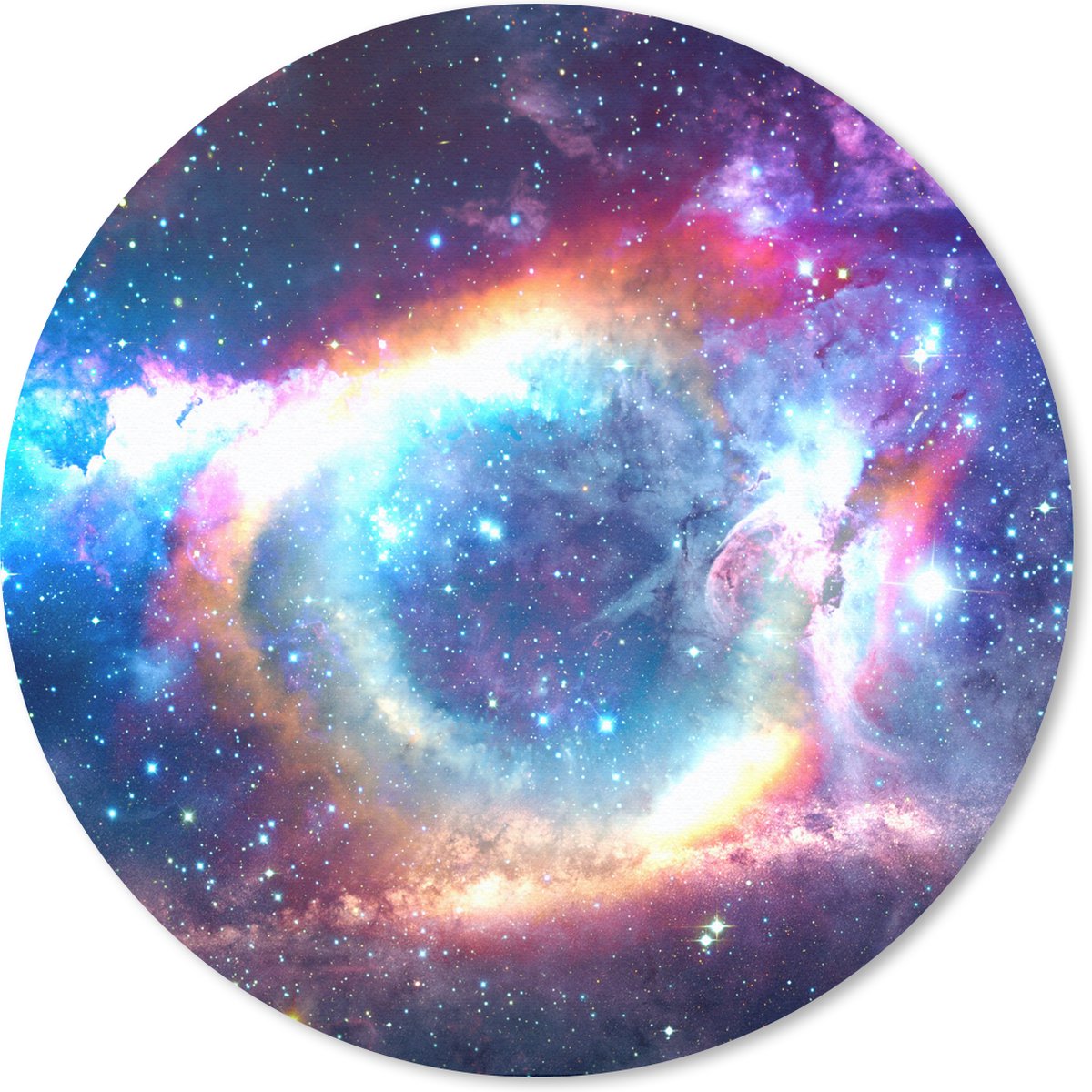 Muismat rond 20x20 cm - Mousepad Ruimte - Regenboog - Kleuren - Ronde muismatten