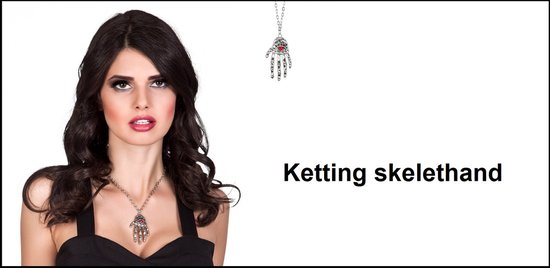 Ketting skelet hand - Halloween horror griezel thema feest festival