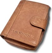 Lundholm portemonnee dames klein met rits cognac beige RFID anti skim - portefeuille dames leer - vrouwen cadeautjes tip | cadeau voor vriendin | Lundholm Thyholm serie