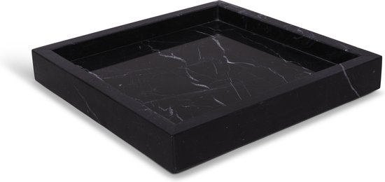 Marmer - Marmer dienblad zwart - Tray 30x30cm - rond marmer dienblad - vierkant marmer dienblad - decoratie schaal - tapasplank - serveerplank