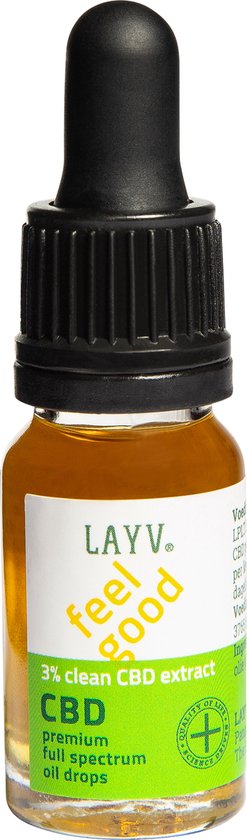 LAYV® CBD Olie 3% [300 mg] Full Spectrum Druppels - Natuurlijk Extract met Terpenen - Milde Smaak - Vegan - Hennep Olie