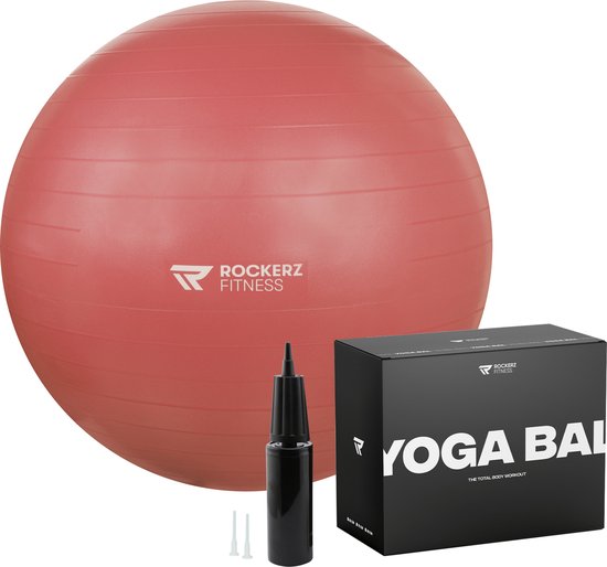 Rockerz Fitness® - Yoga bal inclusief pomp - Pilates bal - Fitness bal - Zwangerschapsbal - Goede houding bij het thuiswerken - 75 cm - kleur: Rose gold - Valentijnsdag cadeau