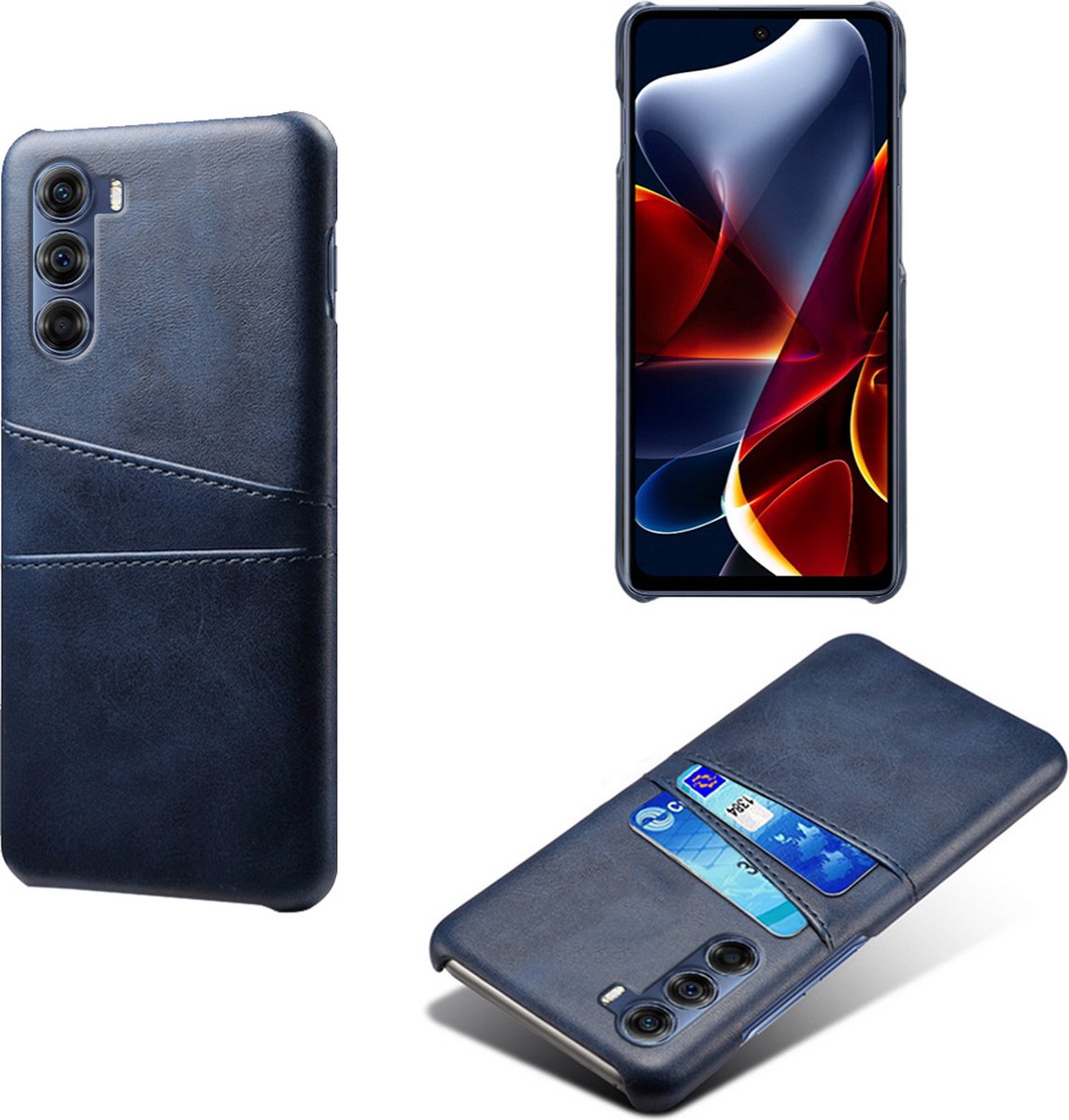 Backcover met Opbergvakjes + PMMA Screenprotector voor Motorola Moto G200 5G _ Blauw