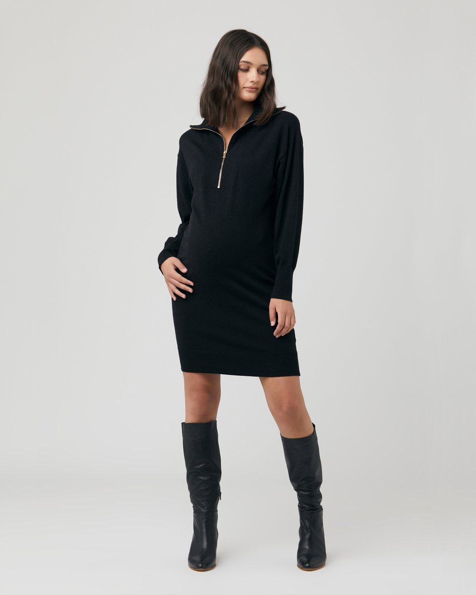 RIPE Gebreide jurk, Zip Up, zwartXL