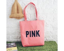 Katoenen Tote Bag met rits PINK - Groot 42x39cm - CadeauOnline