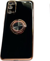Samsung S20 hoesje met ring - Kickstand - Samsung - Goud detail - Handig - Hoesje met ring - 5 verschillende kleuren - zalm roze - Grijs/blauw - Donker groen - Zwart - Paars