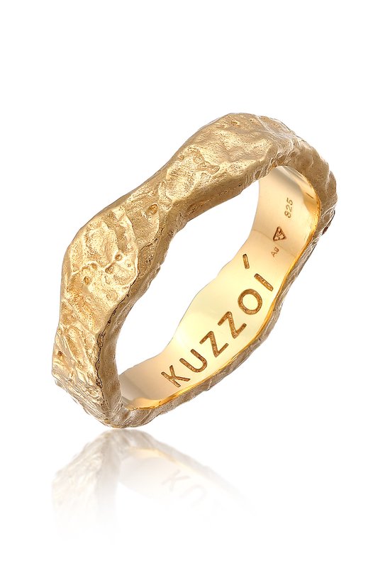 KUZZOI Heren Ring Heren Band Organisch Structuur in 925 Sterling Zilver