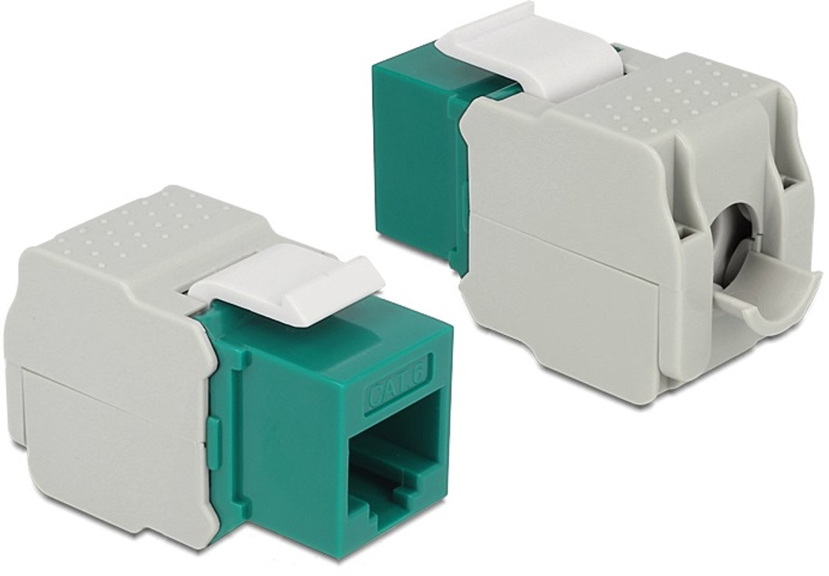 UTP CAT6 Gigabit Keystone module RJ45 - LSA (toolless) / groen/grijs