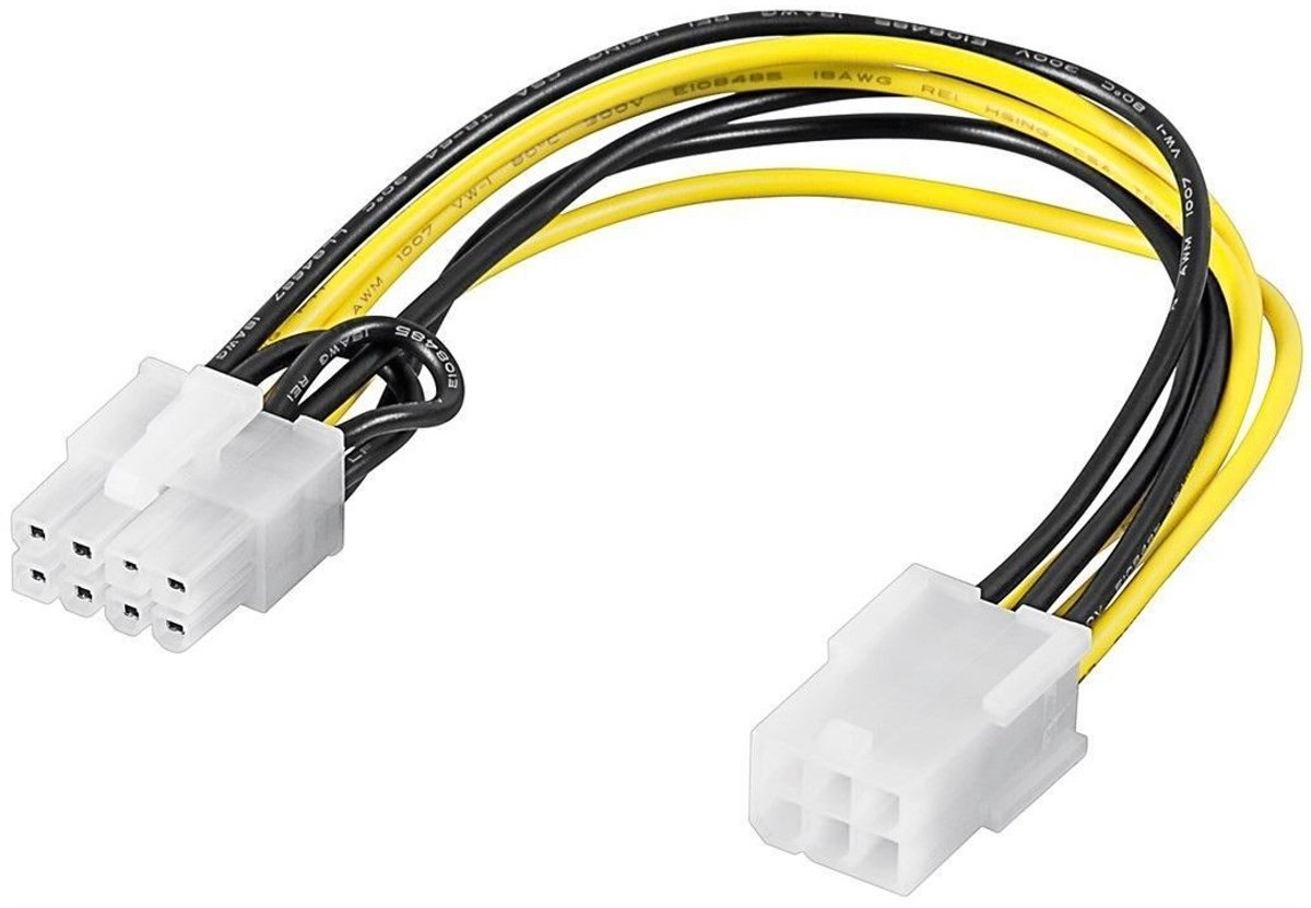 PCIe 6-pins (v) - PCIe 8-pins (m) voedingskabel - 0,20 meter