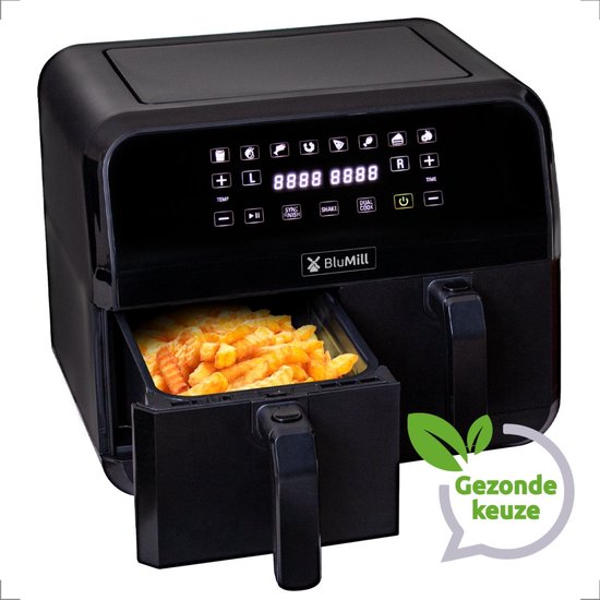 BluMill Dubbele Airfryer XXL - SYNC-FINISH Functie - Touchscreen - incl....