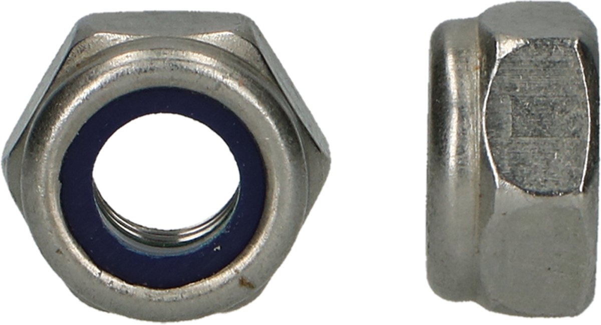 Zeskantborgmoer DIN 985 M12 A2-200 stuks