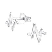 Joy|S - Zilveren heartbeat oorbellen - 7 mm - hartslag - oorknoppen