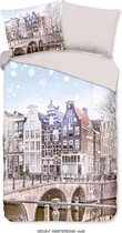 Good Morning Dekbedovertrek "Amsterdamse grachtenpanden" - Multi - (240x200/220 cm) - Katoen Flanel