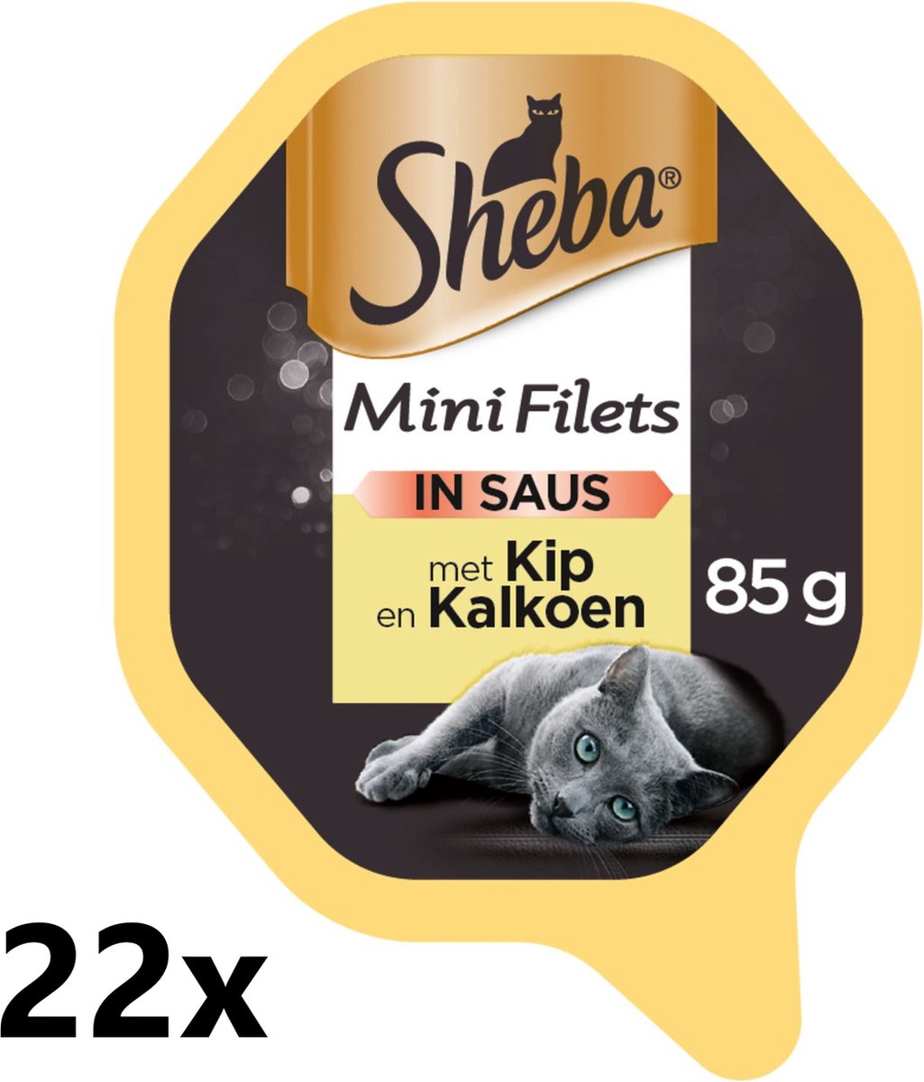 Sheba Sheba Alu - Mini Filets in Saus - Kip & Kalkoen - 22x85g - Kattenvoer Kuipje