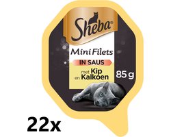 Sheba Alu - Mini Filets in Saus - Kip & Kalkoen - 22x85g - Kattenvoer Kuipje