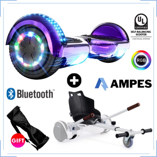 Ampes Hoverboard Met Hoverkart Wit - Oxboard - 10 km/h - Bluetooth Speaker  - LED... | bol.com