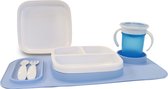 Deryan Quuby Set - Placemat - Plate Set - kinderservies - Drinkbeker - Blauw/Wit