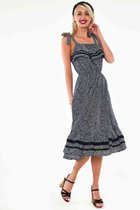 Robe Voodoo Vixen Flare - S- Mae longue fleurie avec bordure en velours Zwart