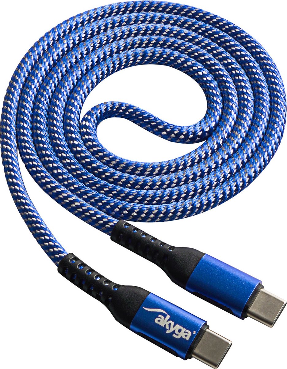Akyga AK-USB-37 USB-kabel USB-C stekker, USB-C stekker 1.00 m Blauw