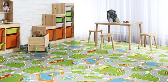 JYG VINYSTREET Hygiënisch Speelmat - Verkeerskleed - Verkeersmat - Stratentapijt - Afwasbaar Vinyl - 100% recycleerbaar - 200x250 cm van JYG — afbeelding 5