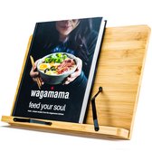 AWEMOZ Boekenstandaard Duurzaam Bamboe Hout – Boekenhouder – Kookboekstandaard met Bladzijden Houder– Leesstandaard - Tablet Standaard – Verstelbaar in 5 standen & Inklapbaar - Boekensteun