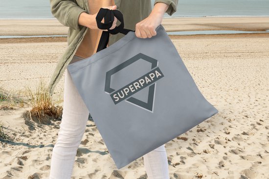Sac bandoulière - Sac de plage - Shopper Quotes - Superpapa - Proverbes - Vaderdag - 45x45 cm - Sac en coton
