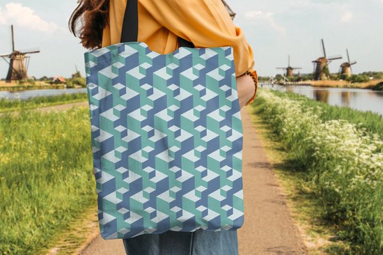 Sac Bandoulière - Sac De Plage - Motifs Shopper - Cube - 3D - 40x50 cm - Sac Coton