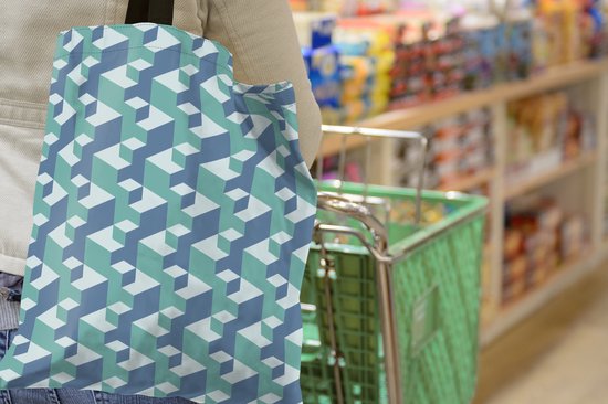 Sac Bandoulière - Sac De Plage - Motifs Shopper - Cube - 3D - 40x50 cm - Sac Coton