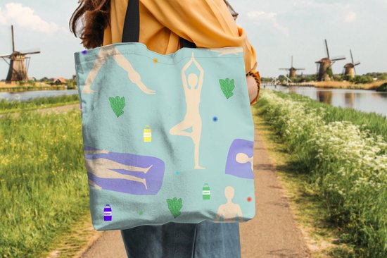 MuchoWow® Sac bandoulière - Sac de plage - Big Shopper - Sac shopping - Yoga - Motifs - Zen - 40x40 cm - Sac en coton
