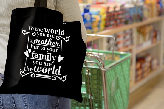 Sac Bandoulière - Sac De Plage - Shopper Fête Des Mères - Citation - Zwart - Wit - 40x40 cm - Sac Coton