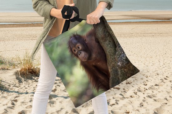 Sac bandoulière - Sac de plage - Shopper Bébé - Orang-outan - Arbre - 40x40 cm - Sac coton