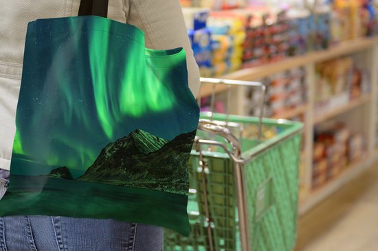 MuchoWow® Sac bandoulière - Sac de plage - Big Shopper - Sac shopping - Islande - Aurores boréales - Ciel étoilé - 45x45 cm - Sac en coton