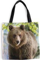 MuchoWow® Schoudertas - Strandtas - Big Shopper - Boodschappentas - Beer - Bruin - Bos - 40x40 cm - Katoenen tas