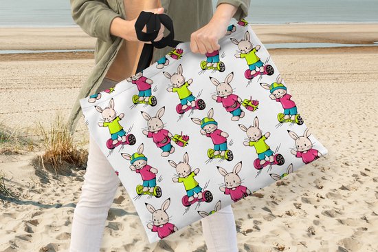 Sac bandoulière - Sac de plage - Shopper École - Lapins - Animaux - Enfants - Motifs - 50x40 cm - Sac en coton