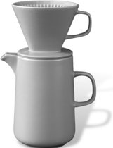 Slow Coffee - 0.6L - Koffiefilter - Coffeemaker - Koffiefilterhouder met Koffiekan en Deksel - Cafetière - Pour Over - Grijs Kleur