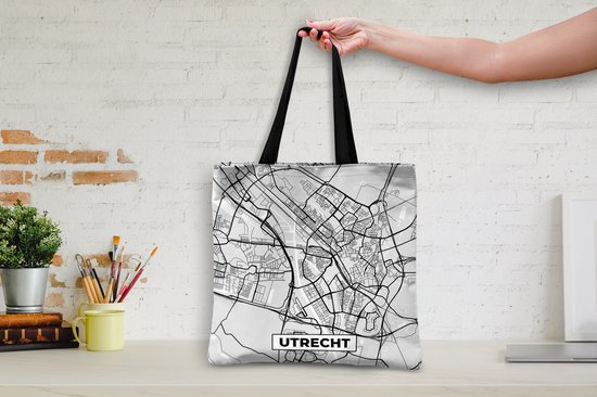 Sac bandoulière - Sac de plage - Shopper City map - Utrecht - Grijs - Wit - 40x40 cm - Sac en coton