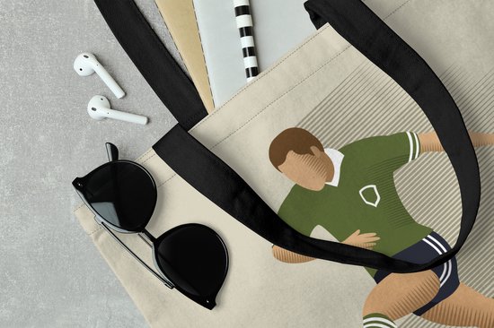 MuchoWow® Sac à bandoulière - Sac de plage - Big Shopper - Sac à provisions - Illustration d'une personne tirant un ballon de football - Meiden - Garçons - Enfants - 40x40 cm - Sac en coton