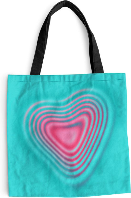 MuchoWow® Schoudertas - Strandtas - Big Shopper - Boodschappentas - Hart - Water - Abstract - 40x40 cm - Katoenen tas