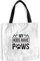 MuchoWow® Schoudertas - Strandtas - Big Shopper - Boodschappentas - My kids have paws - Quotes - Spreuken - Hond - 45x45 cm - Katoenen tas