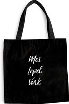 MuchoWow® Schoudertas - Strandtas - Big Shopper - Boodschappentas - Quotes - Koken - Spreuken - Mes. Lepel. Vork. - Bestek - 45x45 cm - Katoenen tas