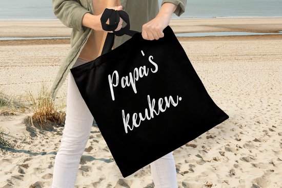 MuchoWow® Sac à bandoulière - Sac de plage - Big Shopper - Sac de courses - Citations - Dictons - Papa - Cuisine de papa - Père - 45x45 cm - Sac en coton