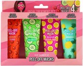 Peel-Off Maskers set - Roze / Multicolor - Kunststof - 4 Stuks - Cherry / Cucumber / Passion Fruit / Pineapple